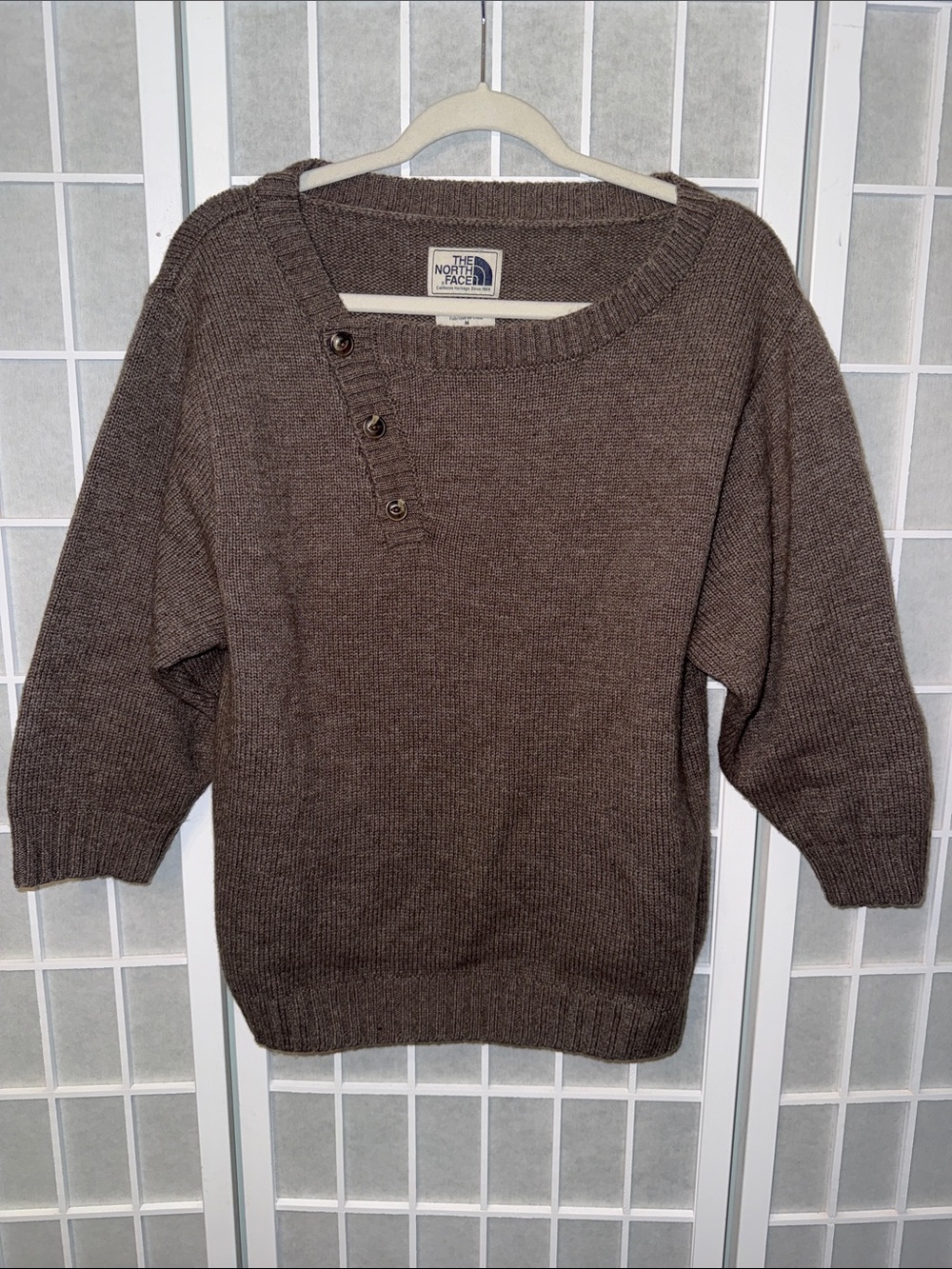 The North Face Vintage Crewneck Button-Shoulder Wool Sweater Size M